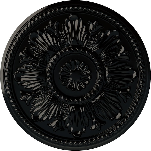 Ekena Millwork Edinburgh Ceiling Medallion (Fits Canopies up to 5 1/4"), Hand-Painted Black Pearl, 18"OD x 1 3/4"P CM18EDBPS - main
